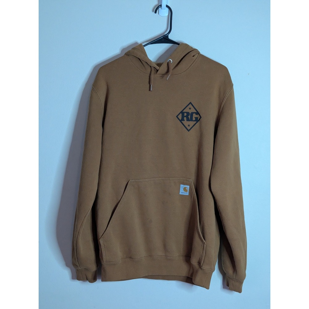 Carhartt Mens Loose Fit Hoodie Brown RG Graphic Sleeve Logo Sweatshirt Small